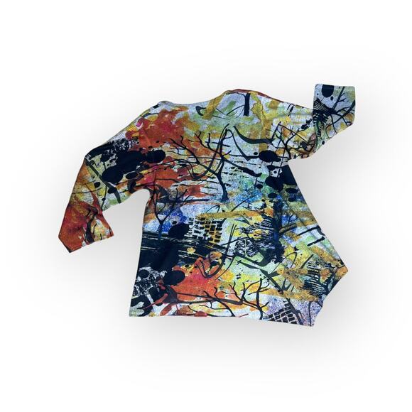 Et Lois Asymetrical Print V Neck Women's Sweater - Picture 8 of 8